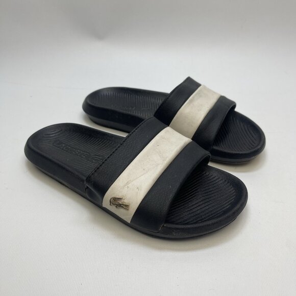 Lacoste Croco-Slide 120-3-US Wom Sz 7 US - Black / White Slip on Slides Sandals - Picture 1 of 16